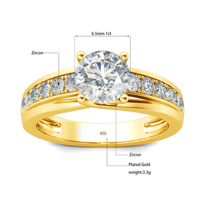Luxury 1 Carat Moissanite Ring For Women Solid 925 Silver Rhodium Plated Luxury Wedding Jewelry With Certificate Gift Female Hot