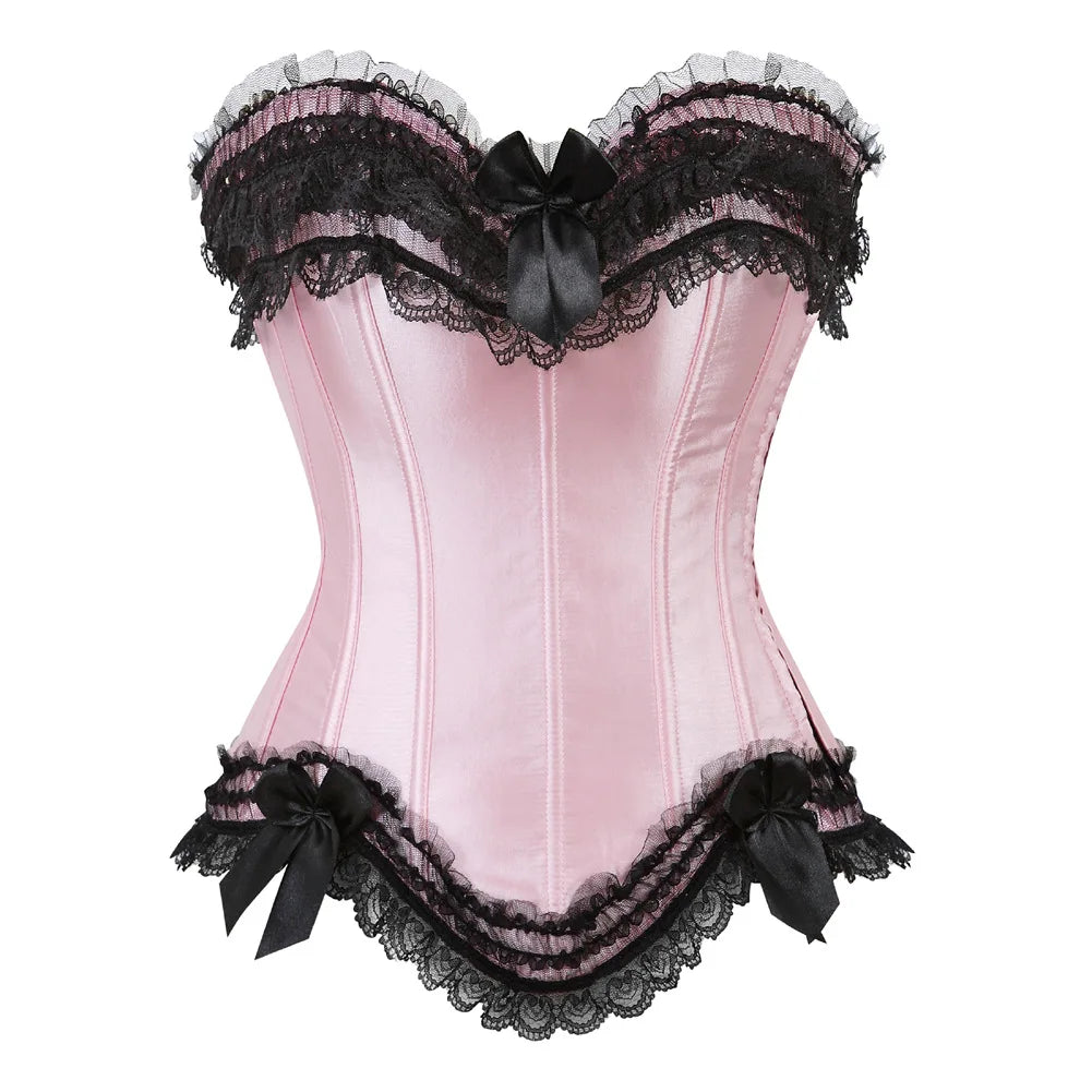 HLJ&GG Sexy Lace Splicing Corset Two Piece Sets Women Off Shoulder Sleevleess Top And Ruffle Mini Skirts Outfits Y2K Streetwear