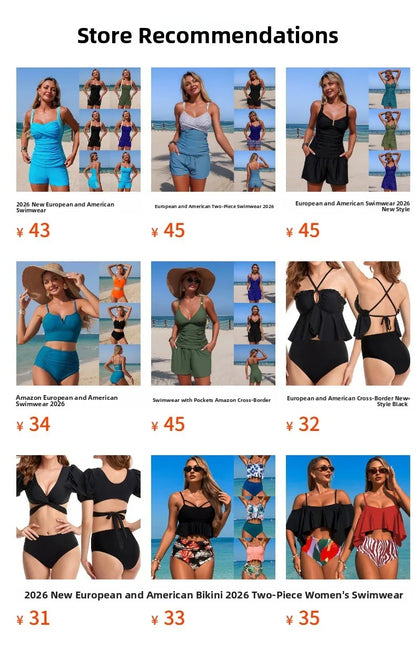 Nylon Tankini Swimsuit Two-Piece Swimwear High Elasticity Quick Dry Female Adult Pure Color European Style Swimming Water Sport