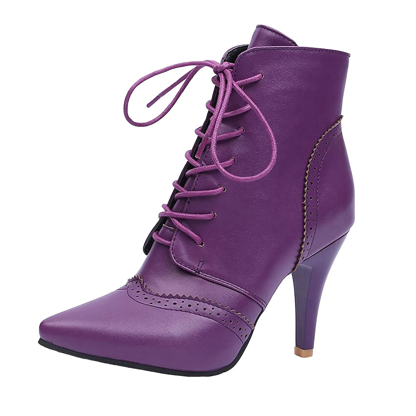 Women's Leather High Boots Fashionable Casual Lace Up Outdoor Wear Solid Color Stiletto High Heels Clear High Heels for Women