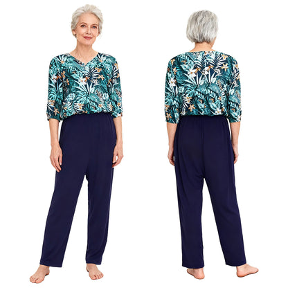Women Special Need Adaptive Clothing Elderly Alzheimer Dementia Back Zipper Anti-Strip Nursing Jumpsuit Homewear Sleepwear
