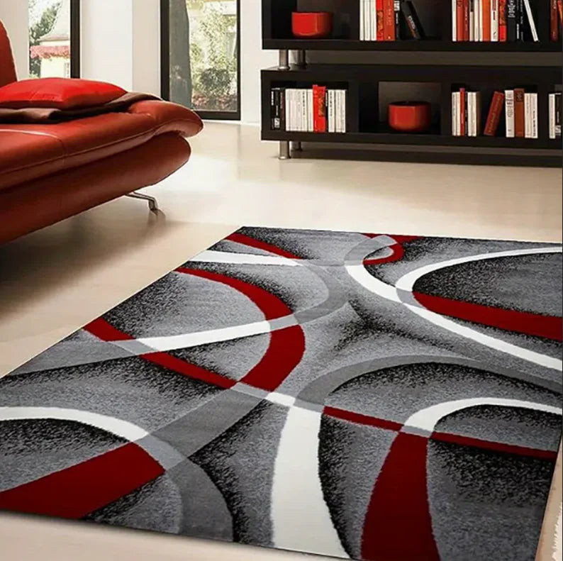 Black Geometric Large Carpet Light Luxury European and Carpet Home Sofa Tea Table Mat Indoor Outdoor Carpet Floor Mat Decoration