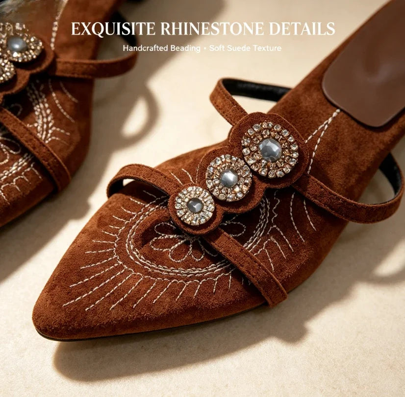 Women Crystal Clip Toe Slippers Pointed Toe Luxury Heels Shoes Dress Woman Sandals Party Trend Flip Flops New Cozy Female Slides