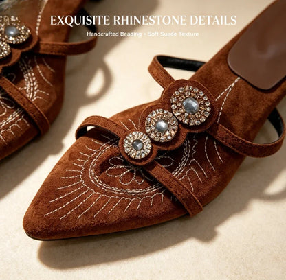 Women Crystal Clip Toe Slippers Pointed Toe Luxury Heels Shoes Dress Woman Sandals Party Trend Flip Flops New Cozy Female Slides