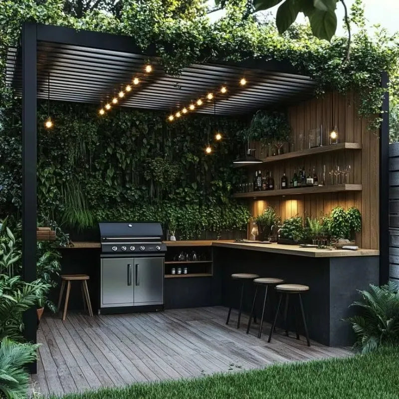 New Design Terrace Stainless Steel Outdoor Kitchen Cabinet Insect Resistant Easy Cleaning Hygienic Outdoor Garden Kitchen