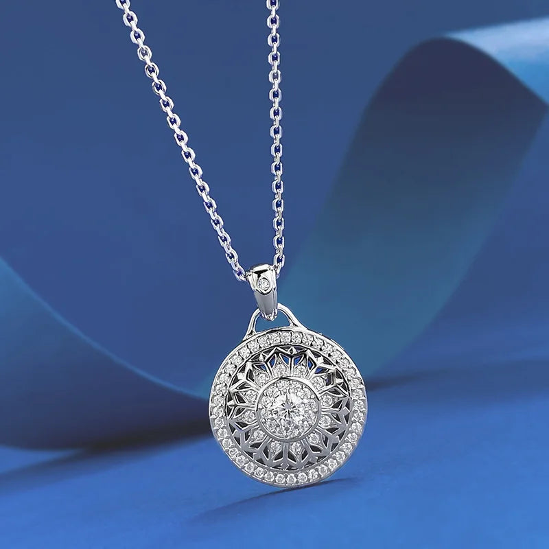 Luxury 18K Solid Platinum PT950 certifid Eight Treasures Compass Pendant Style National Style Necklace Adjustable for Women