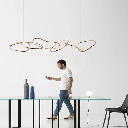 Modern Rose Gold LED Chandeliers Ligthing Nordic Lustre Home Decor Circle Rings Chandelier Hanging Pendant Lights Fixtures