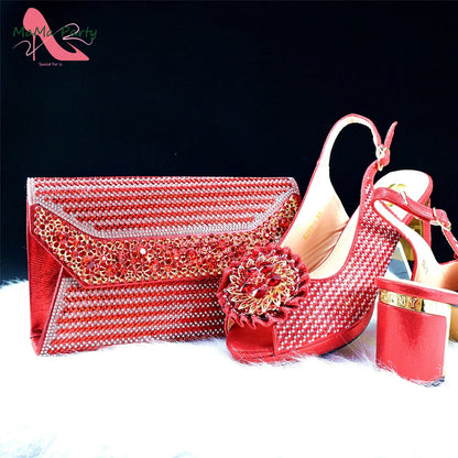 Mature Italian Women Shoes Matching Bag Set in Green Color 7 CM Comfortable Heels with Plaform Elegant Peep Toe Sandals