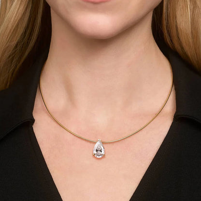 3-5CT Pear Cut Moissanite Pendant Necklace 925 Sterling Silver 18k Gold Plated 1.5mm Chain Party Wedding Jewelry for Women Gift