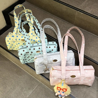 Korean Style Polka Dot Shoulder Bag Women's Large Capacity Commuter Pillow Bag Underarm Bag Trendy Single Shoulder Bags