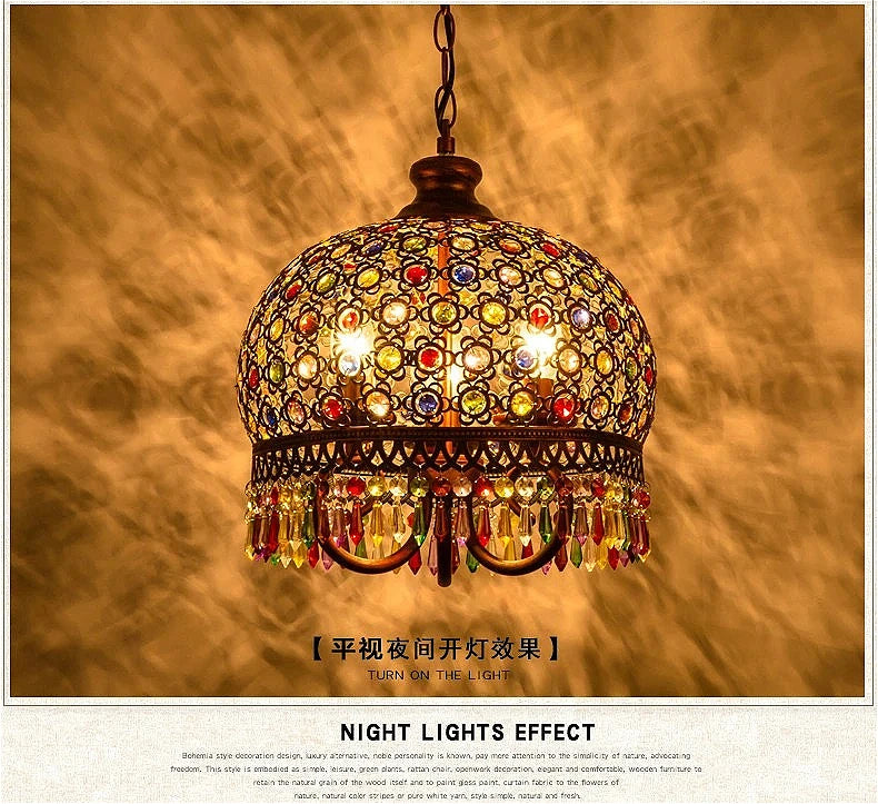 design lamp pendant lighting crystal Bohemia Retro droplight Iron handmade pendant lights for restaurants hanging lights bedroom