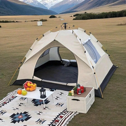 Automatic Instant Pop Up Camping Tent for 1-4 Person, All Season Waterproof Windproof Dome Shelter, Dual Doors Mesh Windows, Lightweight Portable Foldable, Quick Open Automatic Frame in Seconds, Ideal for Camping Hiking Fishi