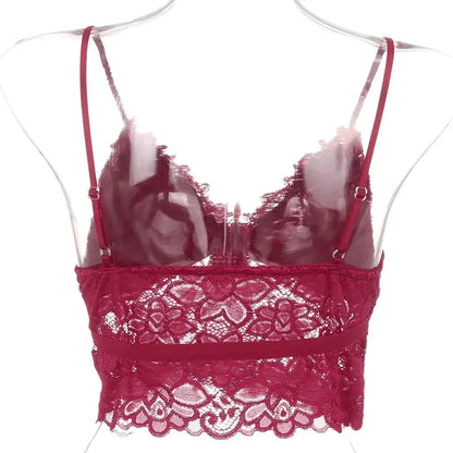 Floral Bralette Lace Bras Push Up for Women Sexy Lingerie Corset Camis Vest Underwear Wire Free Sheer Summer Crop Top Lingerie