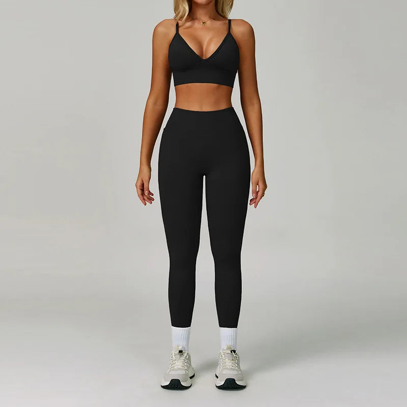 2/3PCS Seamless Sport Yoga Set Women's Breathable High Waist Fitness Sportwear Women Sports Underwear Set Gym Workout Clothes