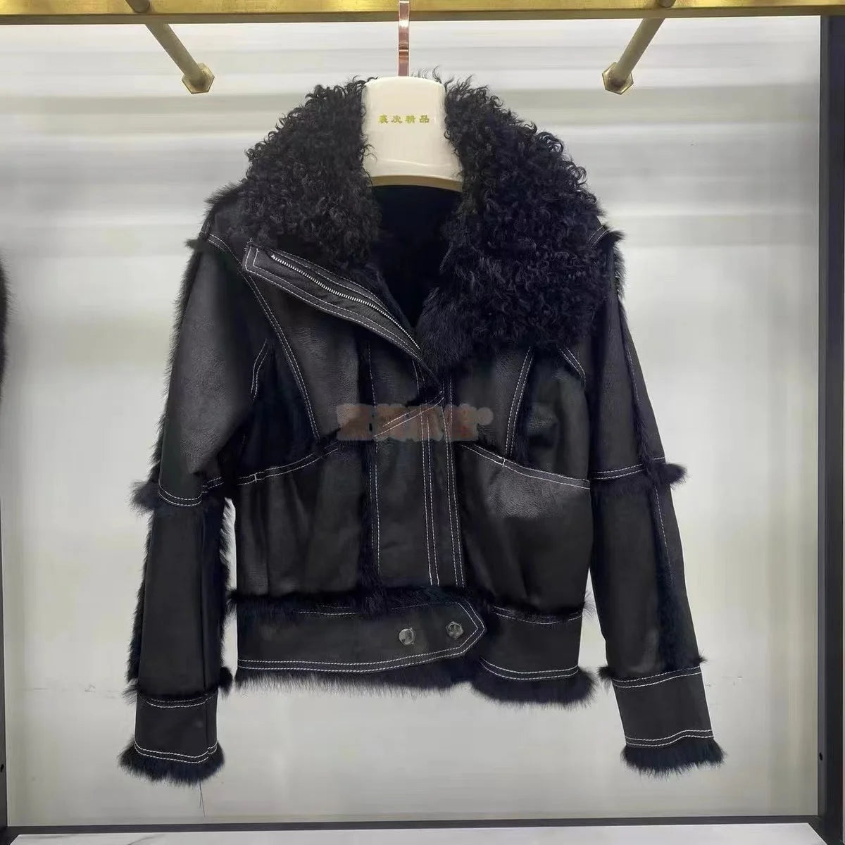 Real Rex rabbit fur Coats With Genuine Sheepskin Leather Wholeskin Natural rabbit fur Jacket Outwear Luxury Women  Winter New
