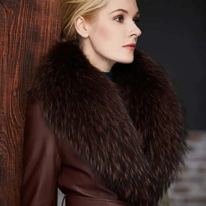 Raccoon Fur Collar Female Winter Fur Collar Coat Jacket Shawl Women Furry Fur Collar Scarves Neck Warmer Natural Fur Scarves