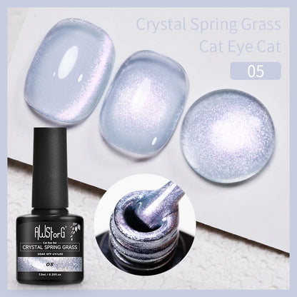 AWStorG 7.5ml Light Color Cat Eye Gel Nail Polish Pink Semi Permanent Glitter Magnetic Gel Soak Off UV LED Varnish Nail Art