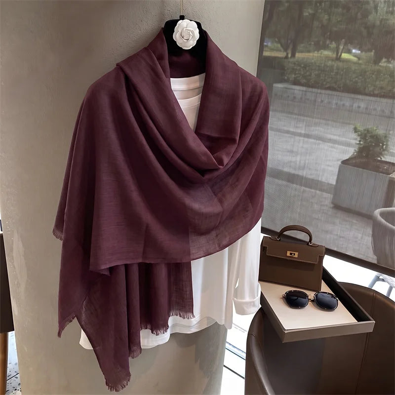 New Long Scarf Women Cotton Scarf Beach Hijab Shawls and Wraps 2026 Luxury Brand Solid Color  Echarpe Designer