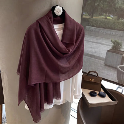 New Long Scarf Women Cotton Scarf Beach Hijab Shawls and Wraps 2026 Luxury Brand Solid Color  Echarpe Designer