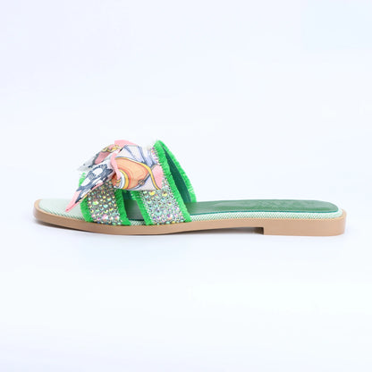 Flat Luxury Rhinestone Sandals Women's Summer Brand Sandals Cute Slide Sandals 204