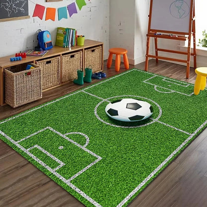 Sports Theme Racing Track Basketball Court Soccer Field Carpet Kids Play Mat Home Decoration Non-Slip Floor Mat Rugs for Bedroom