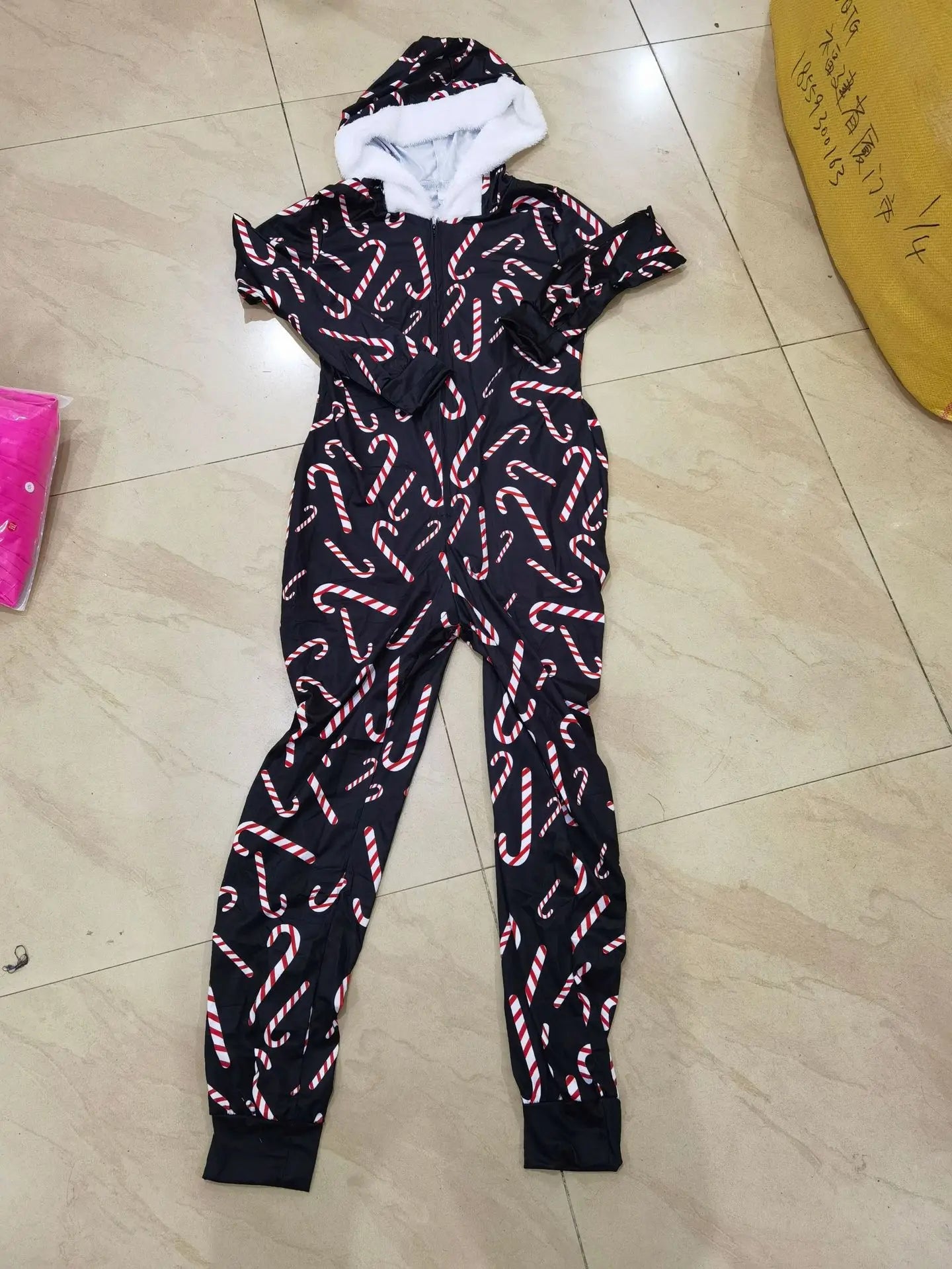 2024 Autumn Fashion Christmas New Women's jumpsuit Loose Elastic Elegant Stripe Fun Zipper Christmas Home Hoodie jumpsuit