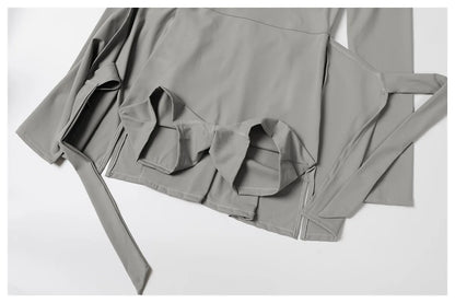 Romper Backless Set Long Sleeved Gym Sports Fitness Bodysuit Siamese Sportswear Women Clothes Jumpsuit Skirt Playsuit Yoga Suit