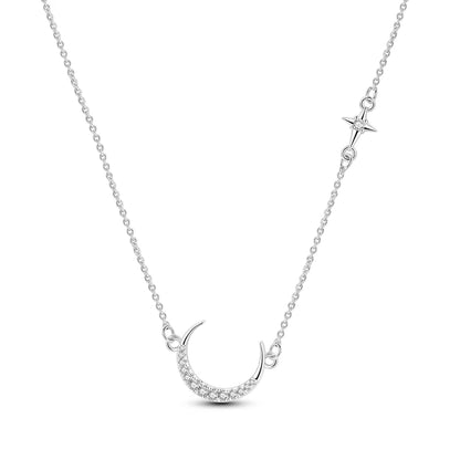 Luxury Necklace 925 Silver Original Sterling Zircon Dragonfly Butterfly Firefly Star Moon Chain Link For Women Wedding Jewelry