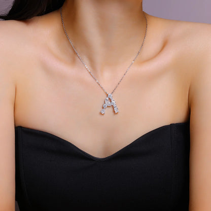 Fashion 26 Letter Man Women's Moissanite Custom Name Necklace 925 Sterling Silver Moissanite Diamond Pendant Necklace Gift
