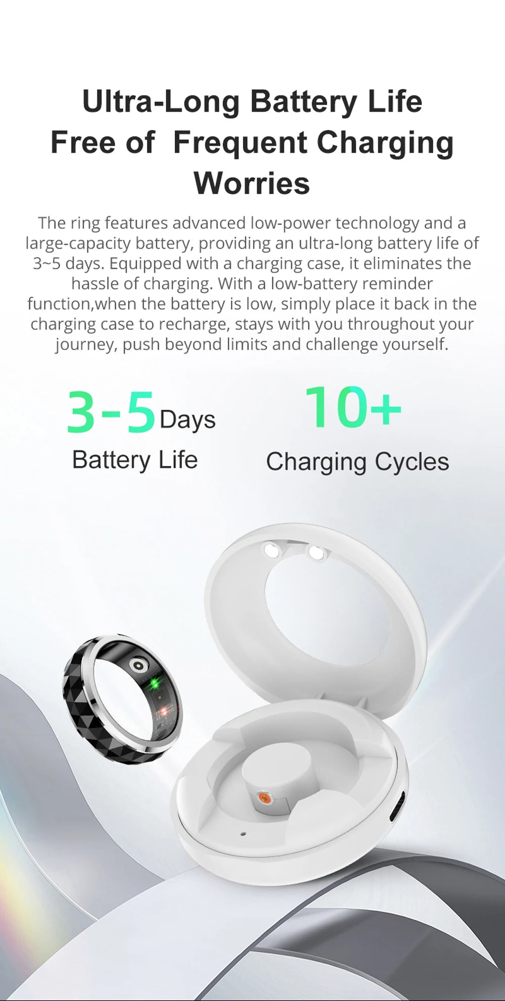 COLMI R11 Ceramic Smart Ring for Men, Fidget Spinner Anxiety Relieve Ring with Charging Case, Health Monitor, 5ATM Waterproof