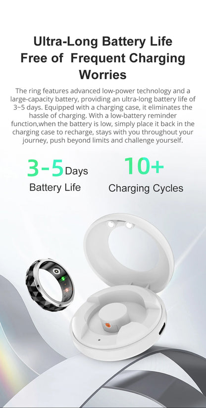 COLMI R11 Ceramic Smart Ring for Men, Fidget Spinner Anxiety Relieve Ring with Charging Case, Health Monitor, 5ATM Waterproof
