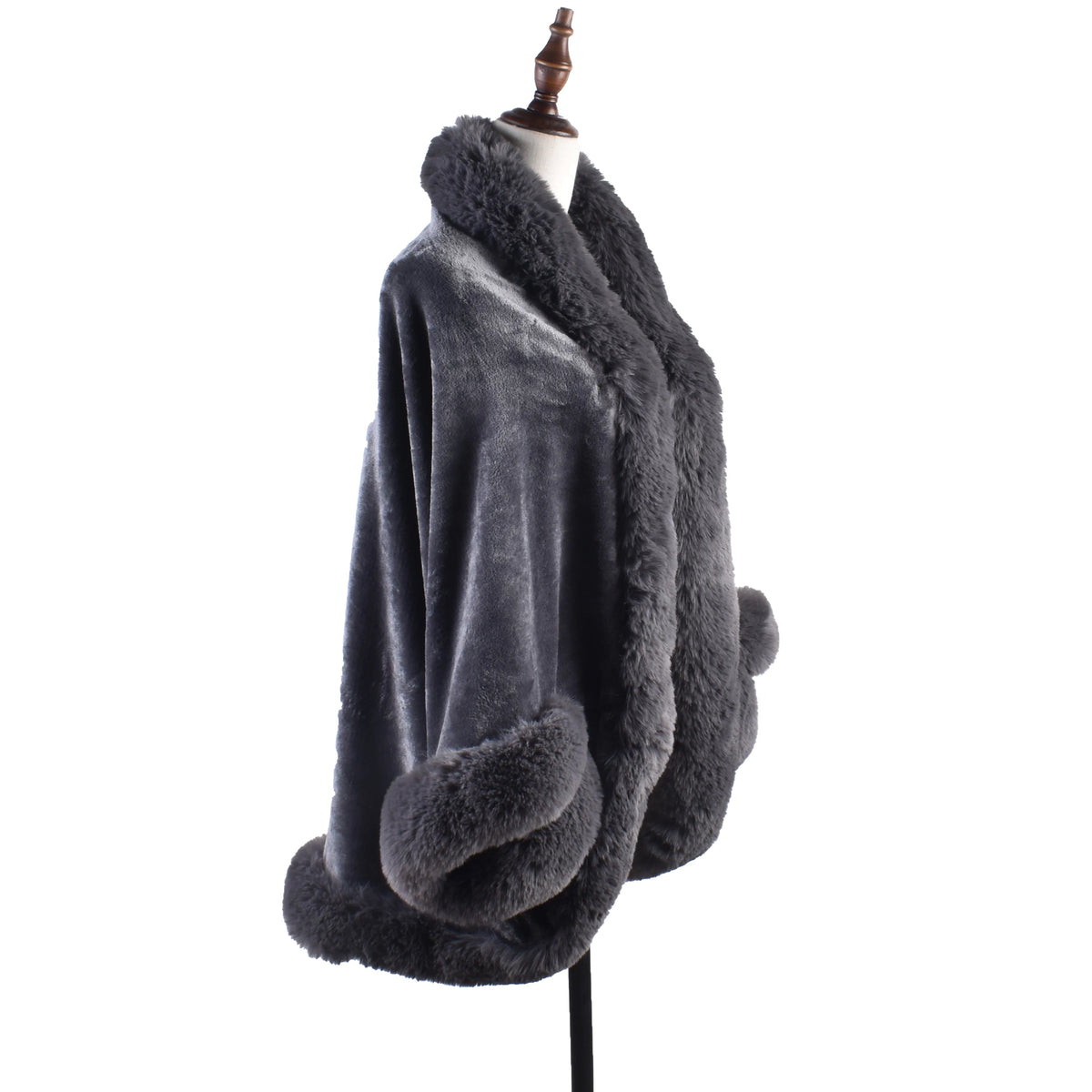 Winter New Fashion Warm Sleeve Plush Cape Cape Large Loose Bat Sleeve Plush Coat Cardigan Women