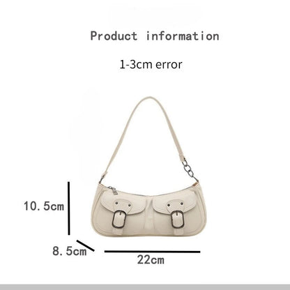 Fashion Pu Leather Women's Shoulder Bag Small Double Pocket Design Ladies Underarm Bags Y2k Vintage Female Handbags Clutch Purse