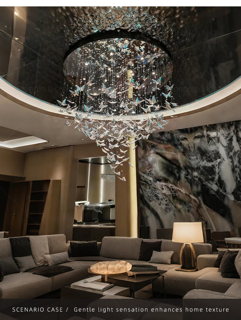 Crystal Chandelier Pendants Butterfly Chandelier Over the Table  Hanging Lights for Kitchen Island Living Room Pendent Lamp