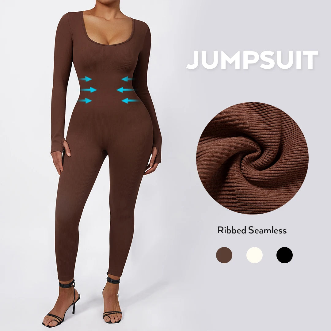 Women Autumn Winter Long Sleeve Jumpsuits Bodycon Slim Fit Streetwear Overall One Piece Bodysuits Outfit Yoga Jumpsuit Women