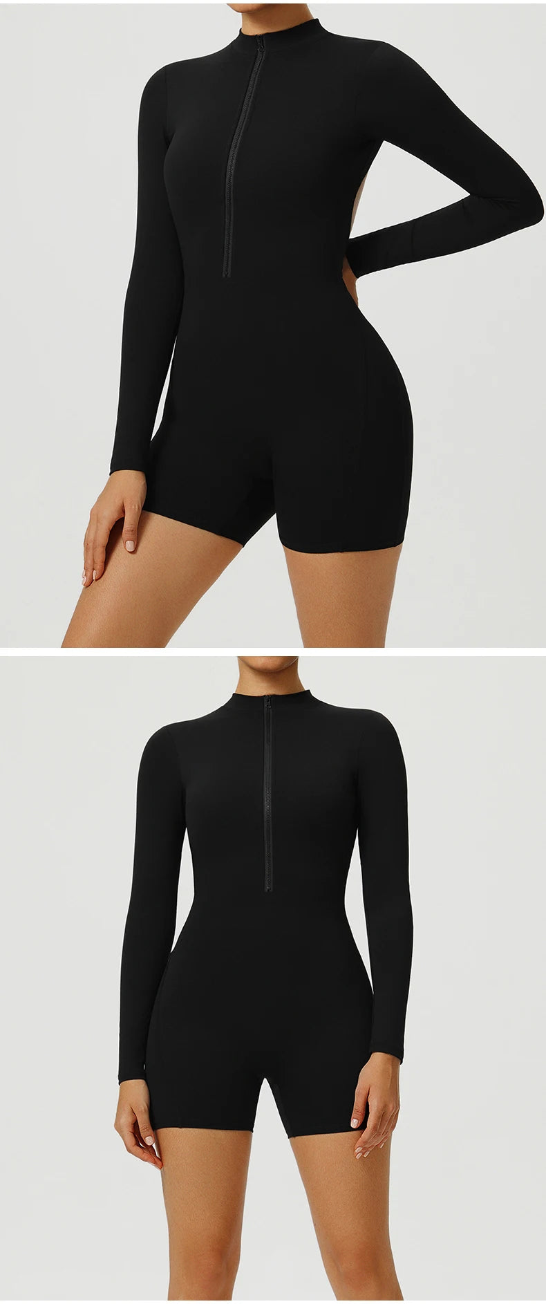Women V-Back Sports Overalls Zipper Workout Jumpsuit Gym Fitness Suits Sports Bodysuits Female Running Tracksuit Sportswear