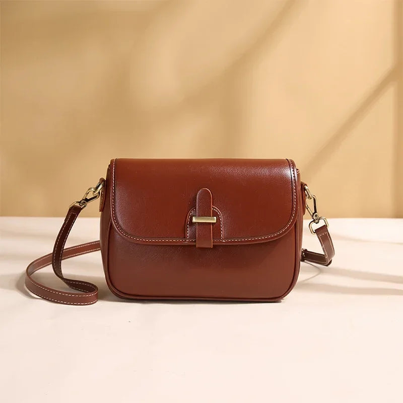 Female Cowhide Luxury Designer Handbags Women's Natural Cow Leather Shoulder Bag Ladies Fashion Small Square Crossbody Bags New