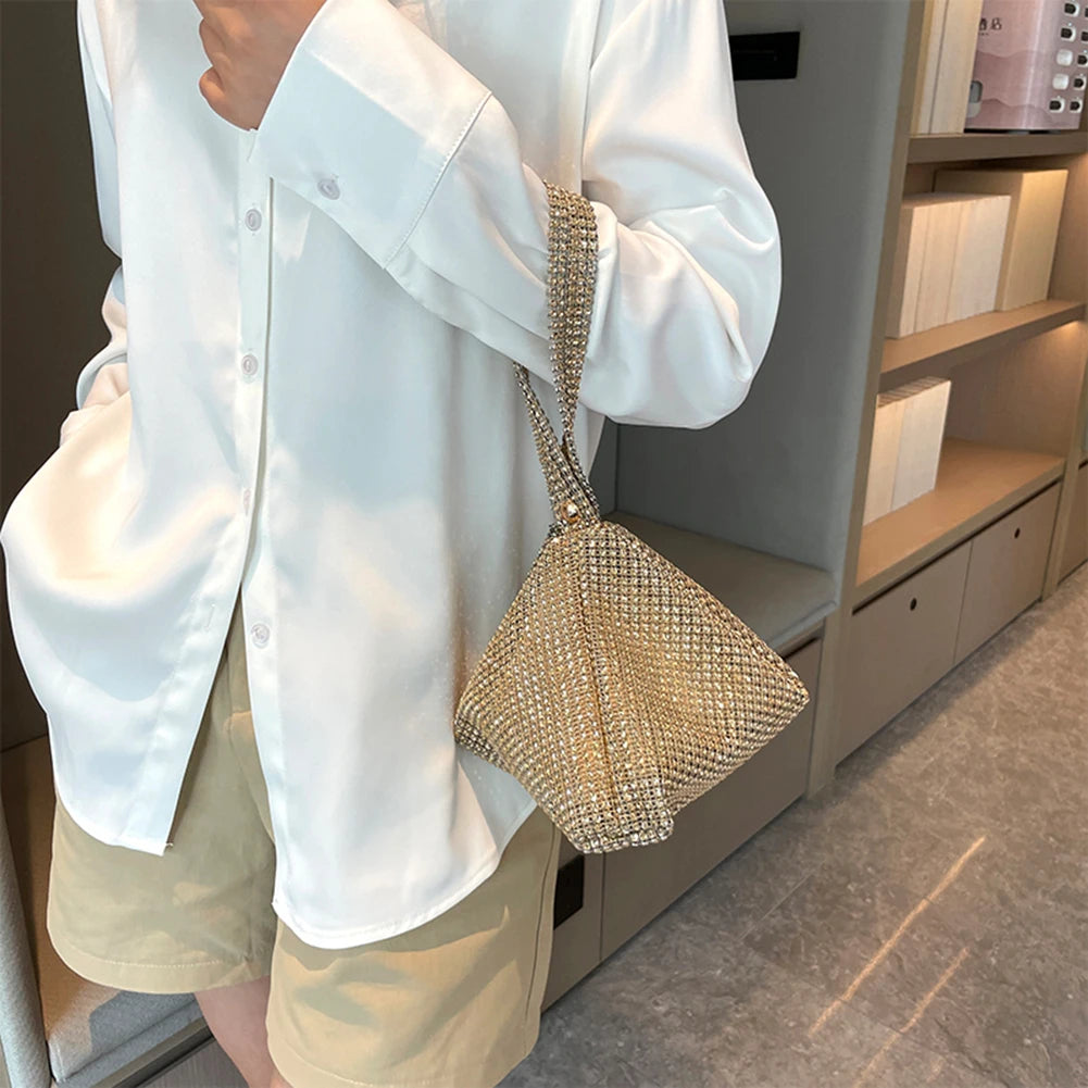 NEW Evening Clutch Bag for Women Glitter Elegant Top Handle Bags Ladies Party Wedding Bag Shiny Rhinestone Handbag Purses New