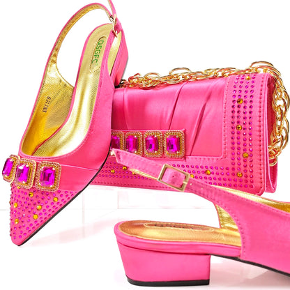Doershow New Arrival Shoes and Bag Set African Sets 2024 Olive Nigerian Women Shoes and Matching Bags Set for wedding  1-11