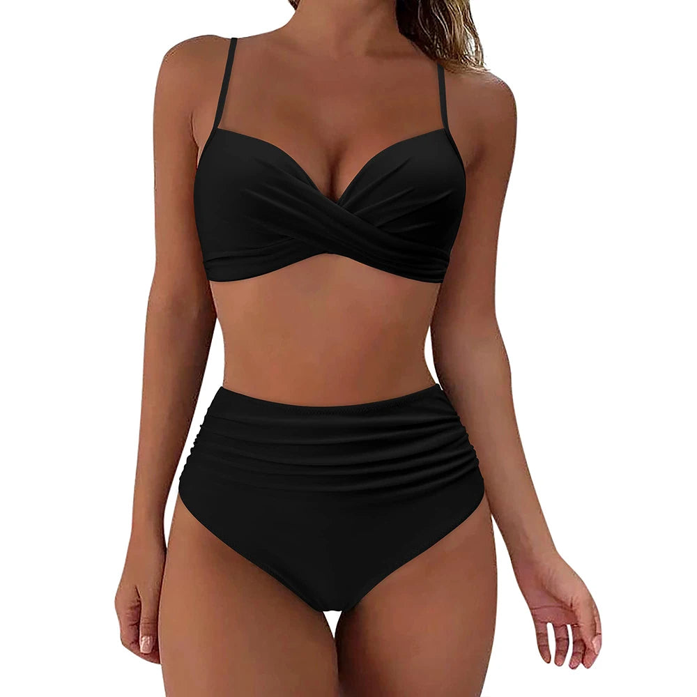 Vintage High Waist Bikinis 2026 Women Push Up Swimwear Printed Swimsuit Female Beachwear Summer Bathers Bathing Suit Swimming