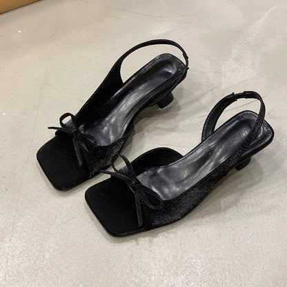 Women's Sandals Bow Elegant Fashion Shoes 2026 New Summer High Heels Slides Luxury Trend Open Toe Women Sandals Mujer Zapatos