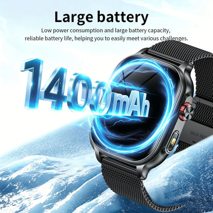 LIGE Militray 1400mAh Large Battery Smart Watch For Men 2.01 inch HD Screen 100+Sports Mode Bluetooth Call Men Women Smartwatch