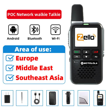 MOTOLOLA 4G Zello Walkie Talkie Android 8.1 System Aluminum Alloy Shell Ultra-Thin Body Wireless Intercom Radio Wi-Fi Bluetooth