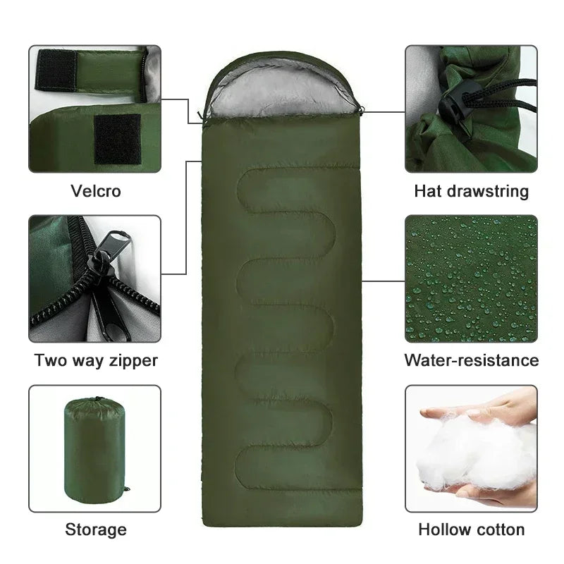Portable Envelope Sleeping Bag Lightweight Warm Outdoor Camping Sleep Sack for Hiking Travel Backpacking Tent Spring Autumn