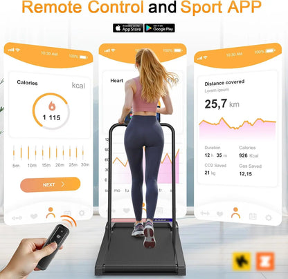 Compact Quiet Under Desk Treadmill with Incline & Handlebar - Ideal for Running, Walking, and Under-Desk Use in Home and Office Settings