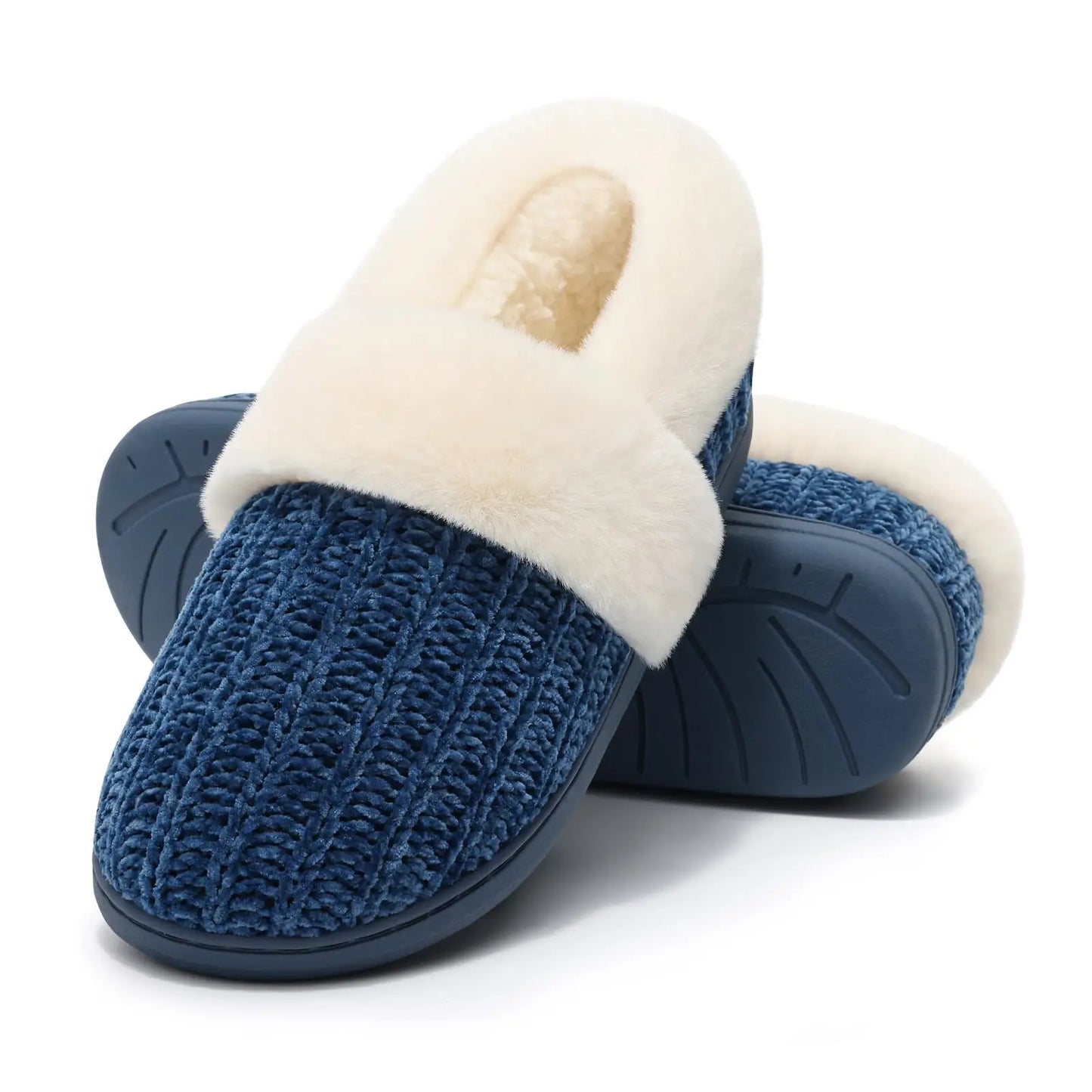 Pallene Winter Women's Fur Slippers Soft Sole Memory Foam Indoor Cotton Shoes Plush Lining Knit Slides Fluffy Men House Slippers