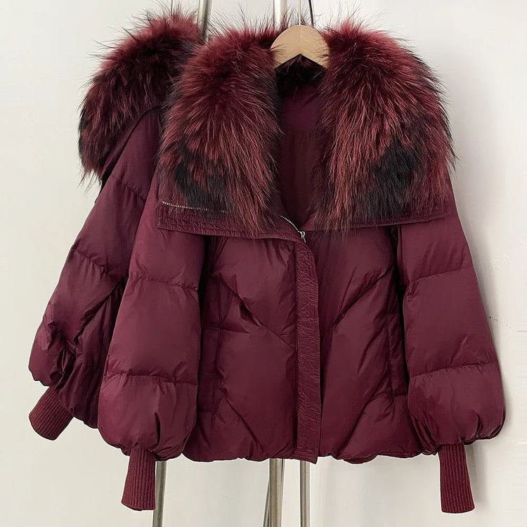 Women's down Jacket Waterproof Lightweight Puffer Jacket with Fur New Coats and Jackets Luxury Padding Reversible Coat with Zip
