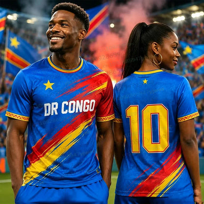 2026 DR Congo 3D Print Football Jersey Summer Round Neck Short Sleeve Jersey Hip Hop Streetwear Casual Men's And Women's Tshirt