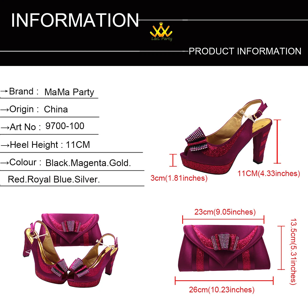 New Spring Autumn Super High Heels Shoes Matching Bag Set in Magenta Color For Nigerian Ladies Wedding Party