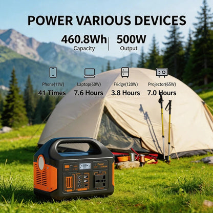 Gaiaray 500W 300W Portable Power Station 460.8Wh LiFePO4 Battery Charging Station 110V Solar Generator Emergency Power Bank for Camping Travel
